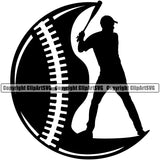 Baseball Sport Team League Equipment E-Sport Sports Fantasy Game Half Baseball Silhouette Design Element Player Ball Professional Stadium Outfield Competition Field Leather Logo Clipart SVG