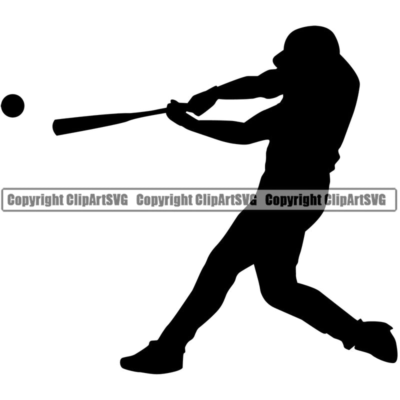 Baseball Hit Homerun Sport Team League Equipment E-Sport Sports Silhouette Black Color Design Element Fantasy Game Player Ball Professional Stadium Competition Leather Logo Clipart SVG