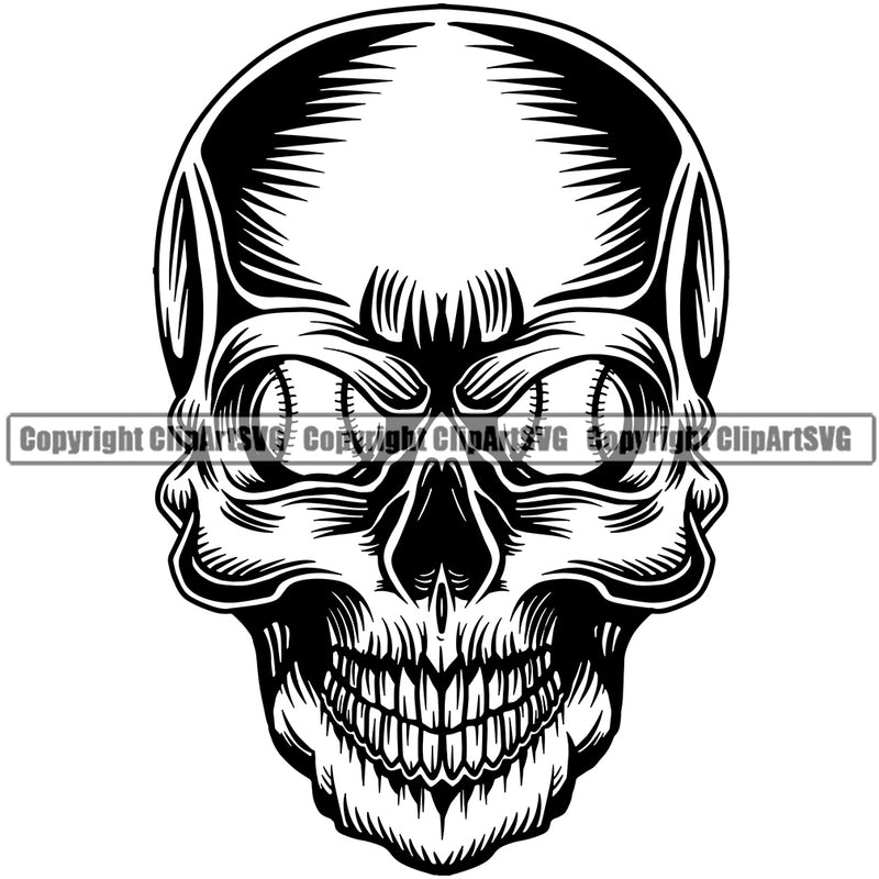 Baseball Sport Team League Equipment E-Sport Sports Skull Skeleton Eyes Baseball Design Element Fantasy Game Player Ball Professional Stadium Outfield Competition Field Leather Logo Clipart SVG