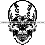 Baseball Sport Team League Equipment E-Sport Sports Fantasy Skull Skeleton Head Design Element Game Player Ball Professional Stadium Outfield Competition Field Leather Logo Clipart SVG