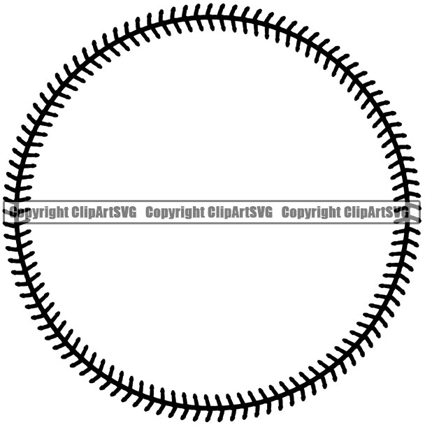 Baseball Ball Team League ESport Sports Fantasy Game Play Stitches Circle Design Element Black Color Outline Border Background Art Design Competition Logo Equipment Clipart SVG