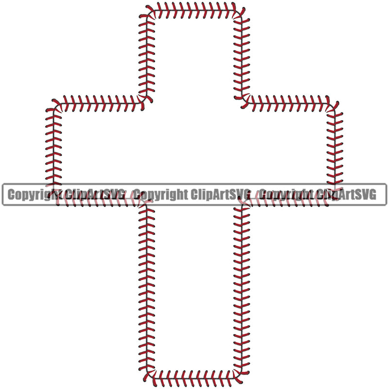 Baseball Ball Team League ESport Sports Fantasy Game Play Stitches Cross Red Color Design Element Outline Border Background Art Design Competition Logo Equipment Clipart SVG