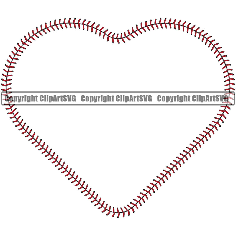 Baseball Ball Team League ESport Sports Fantasy Game Play Stitches Hearts Red Color Design Element Outline Border Background Art Design Competition Logo Equipment Clipart SVG