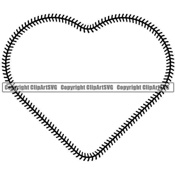 Baseball Ball Team League ESport Sports Fantasy Game Play Stitches Heart Black Color Design Element Outline Border Background Art Design Competition Logo Equipment Clipart SVG