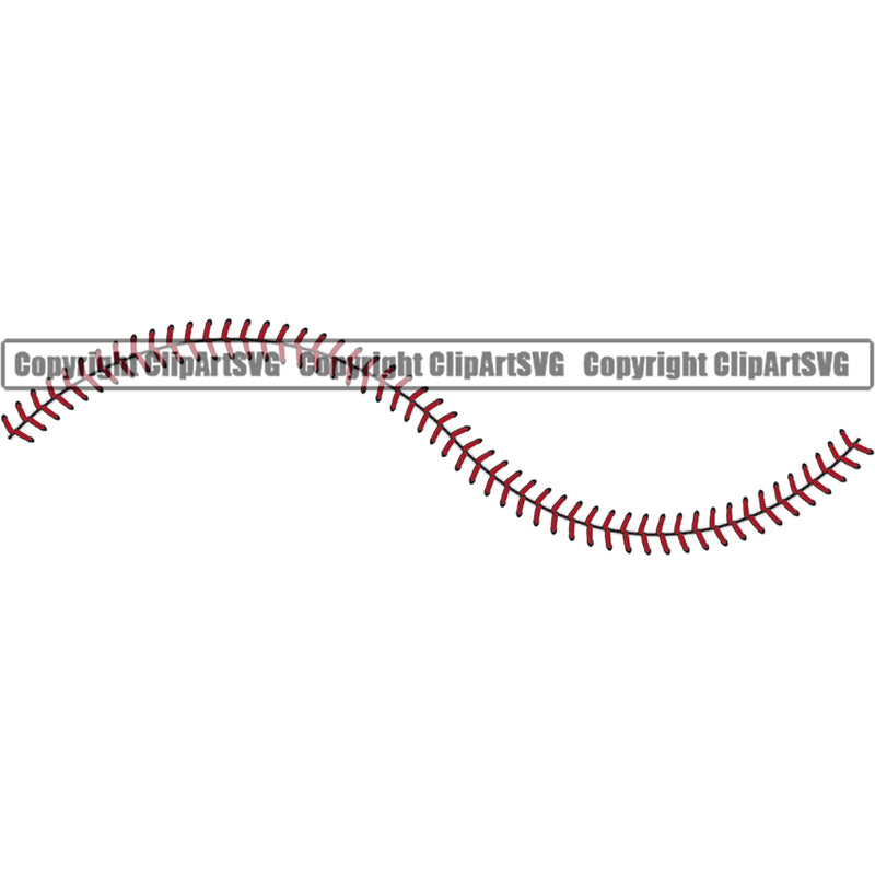 Baseball Ball Team League ESport Sports Fantasy Game Play Stitches Line Wavy Red Color Design Element Outline Border Background Art Design Competition Logo Equipment Clipart SVG