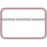 Baseball Ball Team League ESport Sports Fantasy Game Play Stitches Rectangle Red Color Design Element Outline Border Background Art Design Competition Logo Equipment Clipart SVG