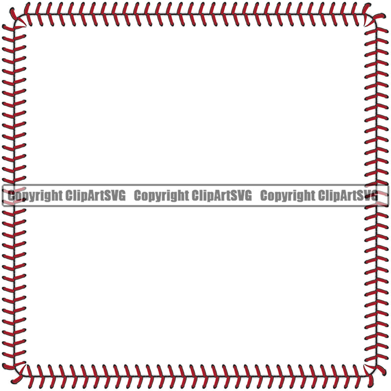 Baseball Ball Team League ESport Sports Fantasy Game Play Stitches Square Red Color Design Element Outline Border Background Art Design Competition Logo Equipment Clipart SVG