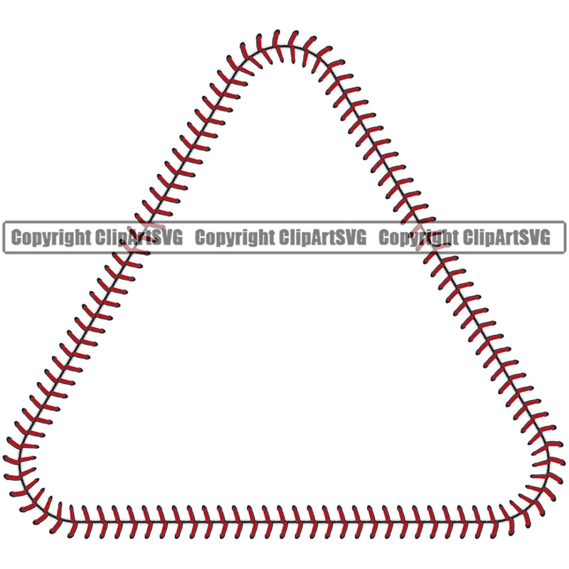 Baseball Ball Team League ESport Sports Fantasy Game Play Stitches Triangle Red Color Design Element Outline Border Background Art Design Competition Logo Equipment Clipart SVG