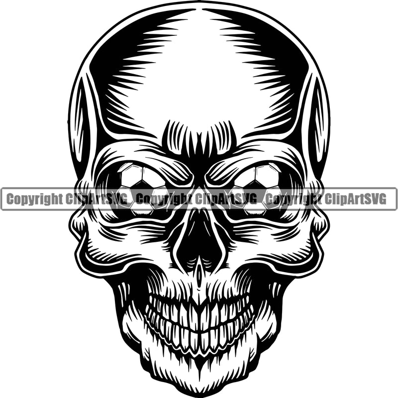 Sports Billiards Soccer Skull Skeleton Eyes Soccer Football Vector Design Element Sport Game Goal Field White Background Ball Competition Play Team Kick Equipment Player Tournament Athlete Athletic Clipart SVG
