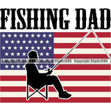 Fishing Fish Fisherman Hunt Hunting Hunter Outdoor Sport Hunting Fishing Dad Color Quote Text Design Element United State USA Flag Lake Pond Sea River Ocean Design Logo Clipart SVG