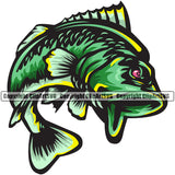 Bass Fishing Fish Fisherman Hunt Hunting Hunter Outdoor Sports Fishing Fish Color Design Element White Background Sport Hunting Lake Pond Sea River Ocean Design Logo Clipart SVG
