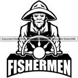 Fishing Fish Fisherman Hunt Hunting Hunter Outdoor Sport Fisherman Mascot Body Quote Text Combo Design Element Hunting Lake Pond Sea River Ocean Design Logo Clipart SVG