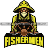 Fishing Fish Fisherman Hunt Hunting Hunter Outdoor Color Body Fisherman Quote Text Mascot Design Element White Background Sport Hunting Lake Pond Sea River Ocean Design Logo Clipart SVG