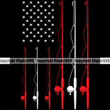 Fishing Fish Fisherman Hunt Hunting Hunter Outdoor Sport Fishing Flag USA Pole United State Color Design Element Black Background Lake Pond Sea River Ocean Design Logo Clipart SVG
