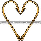 Fishing Fish Fisherman Hunt Hunting Hunter Outdoor Sport Sports Fishing Hooks Hearts Color Design Element White Background Lake Pond Sea River Ocean Design Logo Clipart SVG