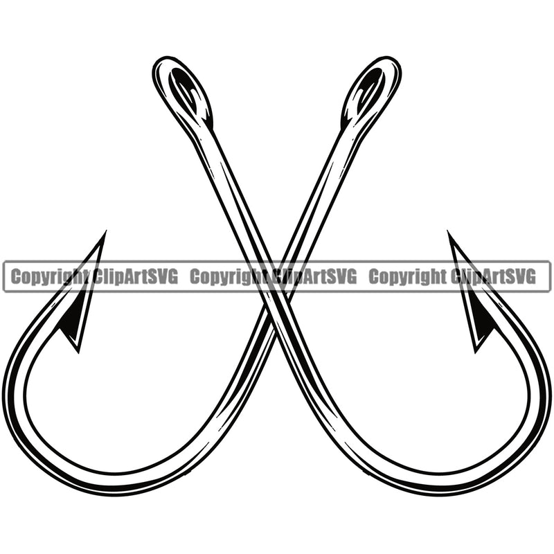 Fishing Fish Fisherman Hunt Hunting Hunter Fishing Double Hook White Background Design Element Outdoor Sport Hunting Lake Pond Sea River Ocean Design Logo Clipart SVG