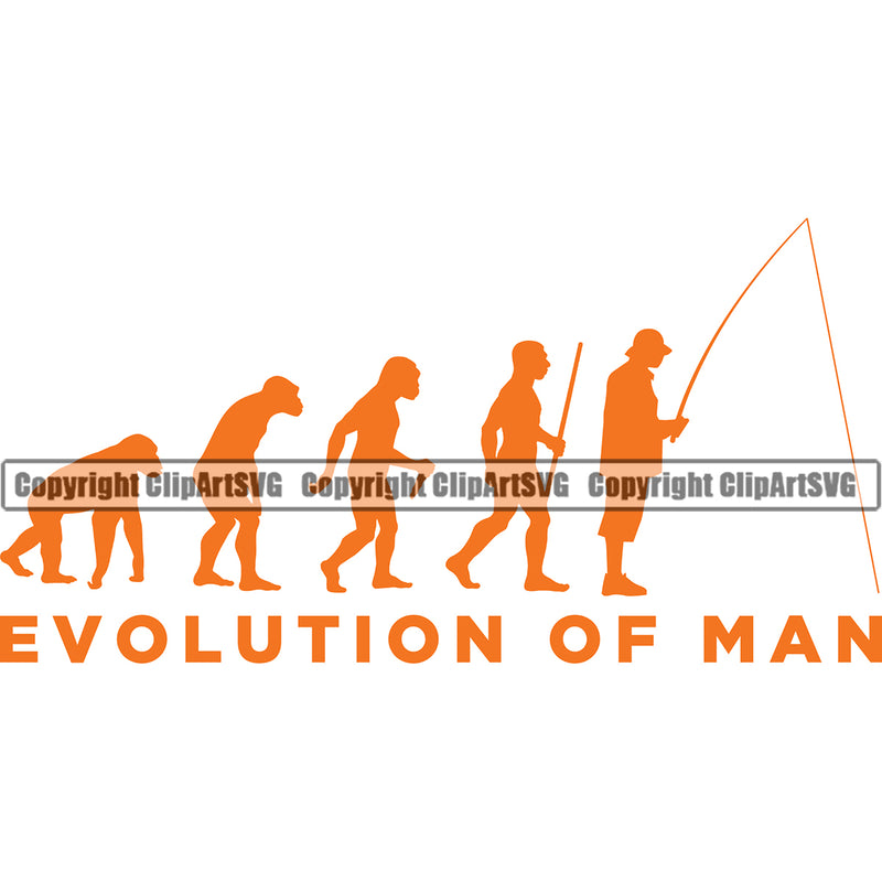Fishing Fish Fisherman Hunt Hunting Hunter Outdoor Sport Silhouette Evolution Of Man Both Color Quote Text Design Element White Background Hunting Lake Pond Sea River Ocean Design Logo Clipart SVG