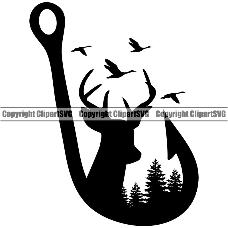 Fishing Fish Fisherman Hunt Hunting Hunter Outdoor Sport Hunting Lake Black Color Hook Under Animal White Background Design Element Pond Sea River Ocean Design Logo Clipart SVG
