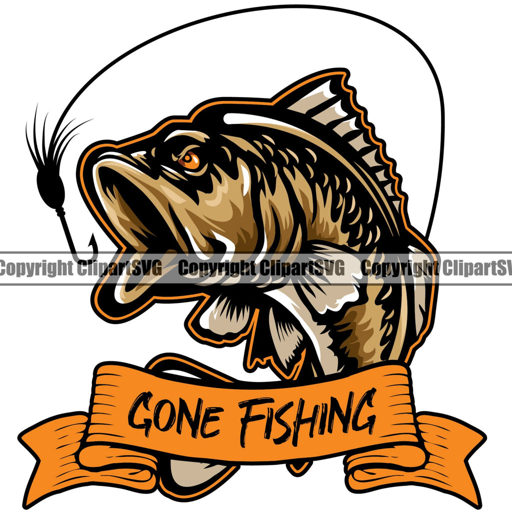 Fishing Fish Fisherman Hunt Hunting Hunter Outdoor Sport Gone Fishing Quote  Text Color Fish White Background