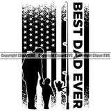 Fishing Fish Fisherman Hunt Hunting Hunter Outdoor Sport Silhouette Under USA Flag United State Best Dad Ever Quote Text Design Element Lake Pond Sea River Ocean Design Logo Clipart SVG