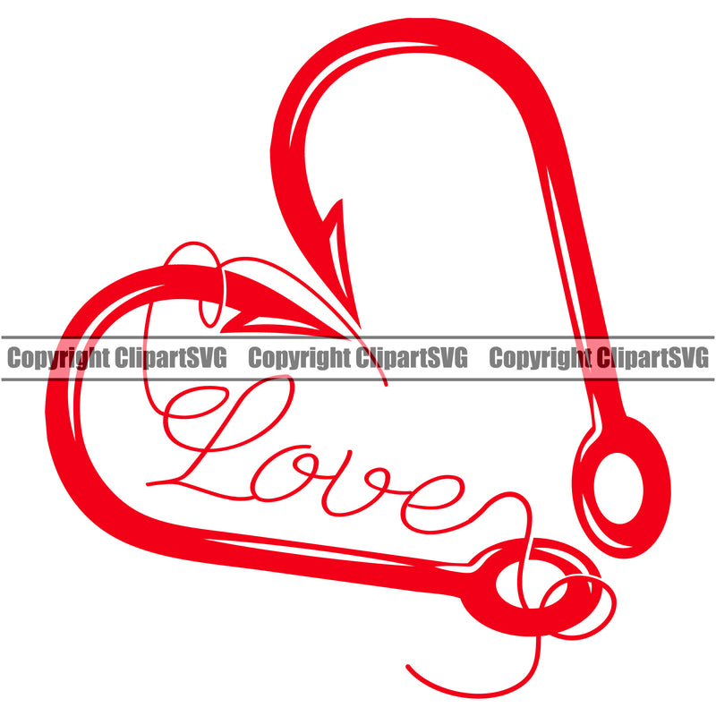 Fishing Fish Fisherman Hunt Hunting Hunter Outdoor Sport Hook Red Color Lover White Background Design Element Lake Pond Sea River Ocean Design Logo Clipart SVG