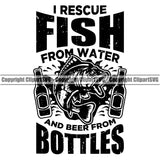 Fishing Fish Fisherman Hunt Hunting Hunter Outdoor Sport I Rescue Fish From Water And Beer From Bottles Vector Design Element White Background Lake Pond Sea River Ocean Design Logo Clipart SVG