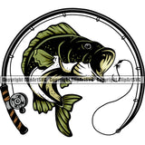 Fishing Fish Fisherman Hunt Hunting Hunter Outdoor Sport Fishing Logo Bass Color White Background Design Element Lake Pond Sea River Ocean Design Logo Clipart SVG
