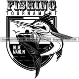 Fishing Fish Fisherman Hunt Hunting Hunter Outdoor Sport Fishing Tournament Blue Marlin Quote Text Marlin Fish Vector Design Element Lake Pond Sea River Ocean Design Logo Clipart SVG