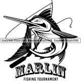 Fishing Fish Fisherman Hunt Hunting Hunter Outdoor Sport Marlin Fishing Tournament Vector Design Element White Background Lake Pond Sea River Ocean Design Logo Clipart SVG