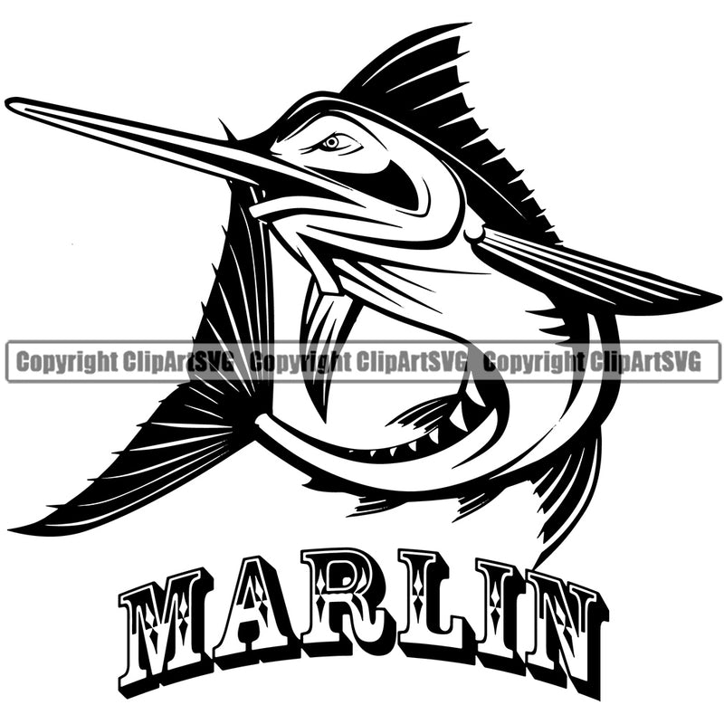 Fishing Fish Fisherman Hunt Hunting Hunter Outdoor Sport Marlin Rod Reel Hook Marlin Quote Text Design Element White Background Lake Pond Sea River Ocean Design Logo Clipart SVG