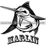 Fishing Fish Fisherman Hunt Hunting Hunter Outdoor Sport Marlin Rod Reel Hook Marlin Quote Text Design Element White Background Lake Pond Sea River Ocean Design Logo Clipart SVG