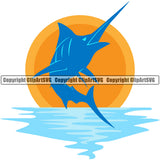 Fishing Fish Fisherman Hunt Hunting Hunter Outdoor Sport Fish Marlin Sunrise Color Design Element Lake Pond Sea River Ocean Design Logo Clipart SVG