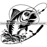 Fishing Fish Fisherman Hunt Hunting Hunter Outdoor Sport Fishing Perch Rod Reel Hook White Background Design Element Lake Pond Sea River Ocean Design Logo Clipart SVG