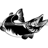 Fishing Fish Fisherman Hunt Hunting Hunter Outdoor Sport Fishing Pike Black Fish White Background Design Element Lake Pond Sea River Ocean Design Logo Clipart SVG