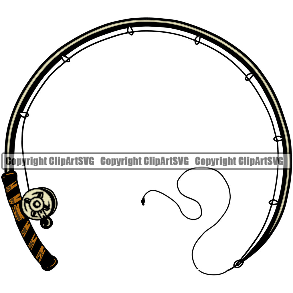 black and white fishing circle pole graphic Fishing Fish Fisherman Hunt Hunting Hunter Outdoor Sport Fishing Tackle Color White Background Design Element Lake Pond Sea River Ocean Rod Reel Business Company Design Logo Clipart SVG – ClipArt SVG