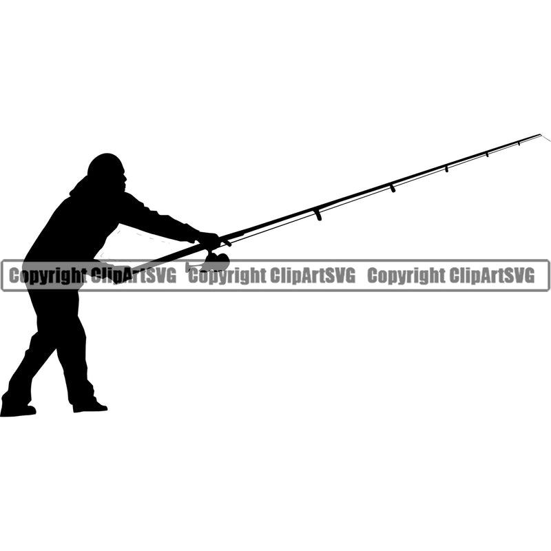 Fishing Fish Fisherman Hunt Hunting Hunter Outdoor Sport Hunting Silhouette Vector Design Element Lake Pond Sea River Ocean Rod Reel Business Company Design Logo Clipart SVG