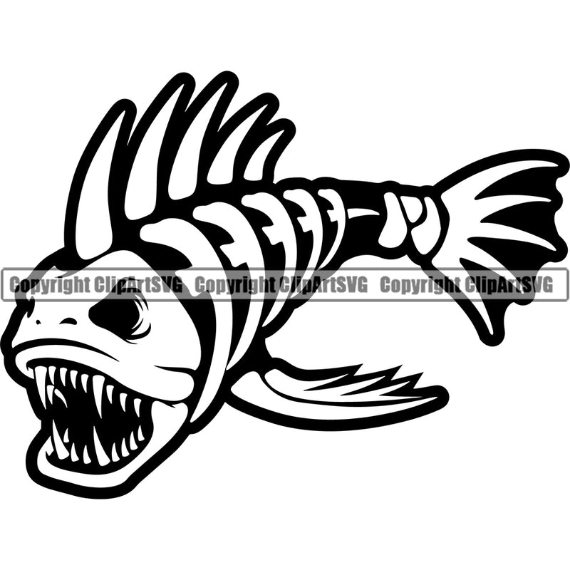 Fishing Fish Fisherman Hunt Hunting Hunter Outdoor Sport Hunting Fishing Skeleton White Background Design Element Lake Pond Sea River Ocean Design Logo Clipart SVG