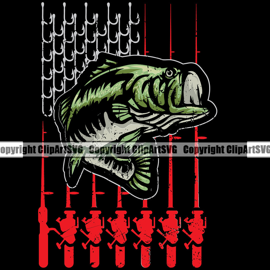 bass fish hook svg Bass Fishing Fish Fisherman Hunt Hunting Hunter Outdoor Sport Hunting Lake Tackle Hooks Black Background Color Design Element White Background Pond Sea River Ocean Design Logo Clipart SVG – ClipArt SVG