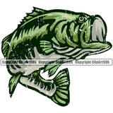 Bass Fishing Fish Fisherman Hunt Hunting Hunter Outdoor Sport Hunting Color Fish White Background Vector Image Design Element Lake Pond Sea River Ocean Design Logo Clipart SVG