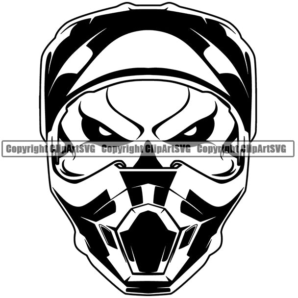 Motorcycle Dirt Bike Motocross Racing Helmet Skull Skeleton Head Design Element Automotive Transportation Camouflage Garment Art Design Logo Clipart SVG