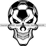 Skull Skeleton Head Soccer Football Vector White Background Design Element Sport Game Goal Field Ball Competition Play Team Kick Equipment Player Tournament Athlete Athletic Clipart SVG
