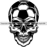 Skull Skeleton Soccer Football Design Head White Background Sport Game Goal Field Ball Competition Play Team Kick Equipment Player Tournament Athlete Athletic Clipart SVG