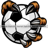 Claw Holding Soccer Football Color Vector White Background Design Element Sport Game Goal Field Ball Competition Play Team Kick Equipment Player Tournament Athlete Athletic Clipart SVG