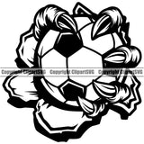 Soccer Football Claw Holding Hole Vector Design Element Sport Game Goal Field Ball Competition Play Team Kick Equipment Player Tournament Athlete Athletic Clipart SVG