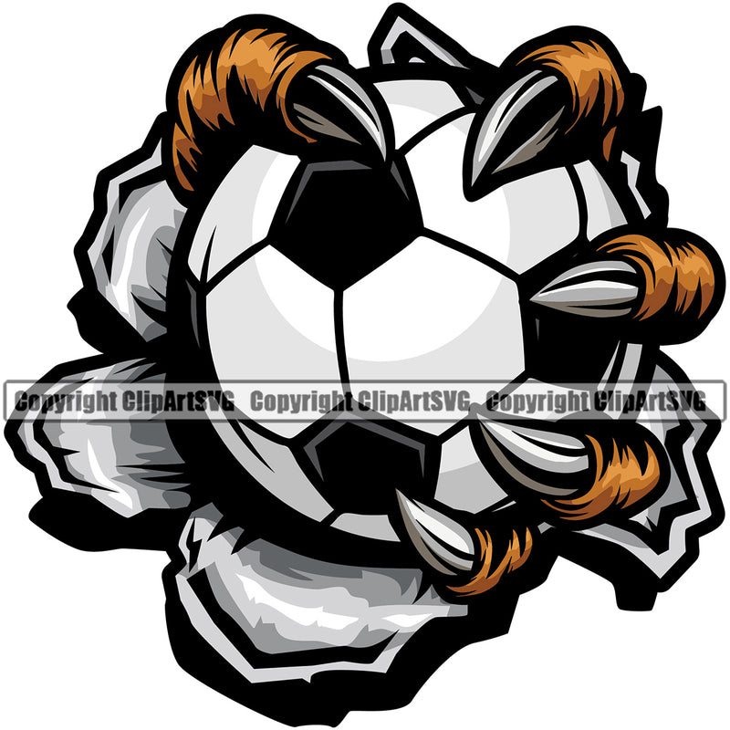 Soccer Football Claw Holding Hole Vector Color Design Element Sport Game Goal Field Ball Competition Play Team Kick Equipment Player Tournament Athlete Athletic Clipart SVG