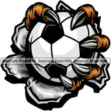 Soccer Football Claw Holding Hole Vector Color Design Element Sport Game Goal Field Ball Competition Play Team Kick Equipment Player Tournament Athlete Athletic Clipart SVG
