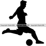 Soccer Football Kick Football Silhouette White Background Design Element Sport Game Goal Field Ball Competition Play Team Kick Equipment Player Tournament Athlete Athletic Clipart SVG