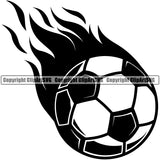 Soccer Football On Fire Logo Vector Design Element Sport Game Goal Field Ball Competition Play Team Kick Equipment Player Tournament Athlete Athletic Clipart SVG