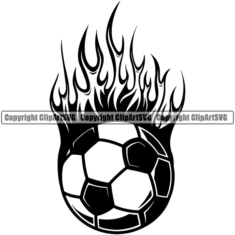 Soccer Football Fire Vector Design Element White Background Logo Sport Game Goal Field Ball Competition Play Team Kick Equipment Player Tournament Athlete Athletic Clipart SVG