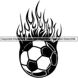 Soccer Football Fire Vector Design Element White Background Logo Sport Game Goal Field Ball Competition Play Team Kick Equipment Player Tournament Athlete Athletic Clipart SVG